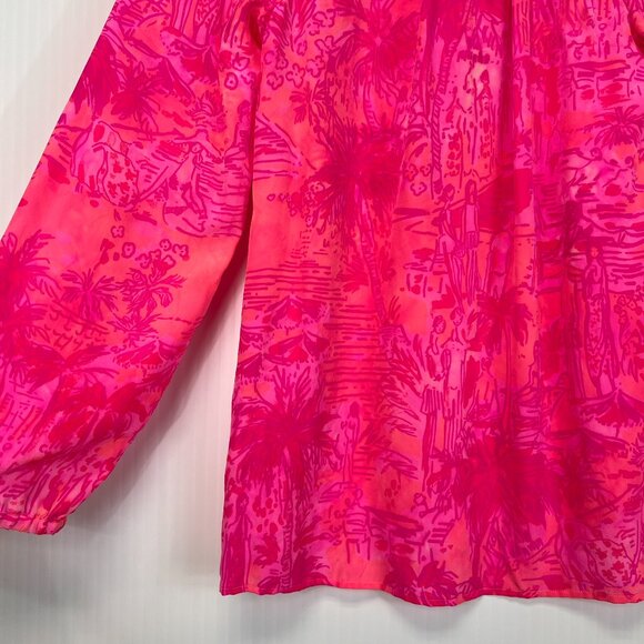 Lilly Pulitzer Blouse Women Extra Small Elsa Silk Rule Breakers Work Party Core - Picture 11 of 12